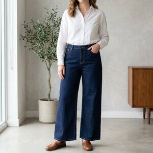 R Jeans Women Dark Wash Wide Leg High Rise Denim Pants Blue Size 30